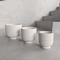 Pot de fleurs d'intérieur moderne et écologique en fibrociment 100 % recyclé, surface terrazzo beige, pour exposition, maison et jardin
