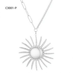 Collar con colgante de moda Amy Amy, aleación chapada en plata con forma de estrella, perla de imitación, joyería diaria para mujer C3001 - Product Image 1