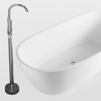 Baignoire autoportante moderne en céramique écologique, antidérapante, texturée, à coins arrondis, polie, avec drain, pour hôtel et villa