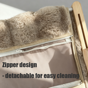 Holz-Katzenbett Weich Komfortabel Abnehmbar Waschbar Plüsch-Füllung Quadratisches Design für Kleine/Große Katzen für Innenbereich Fensterbänke Schlafzimmer - Product Image 4