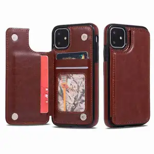 Tahan Lama Tahan Guncangan Penutup Pelindung untuk iPhone 11 Dompet Case dengan Pemegang Kartu Kredit