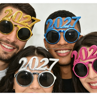 Neujahrsparty-Brillen mit Runden Glitzer-Gläsern und 2027-Zahl, Neuartige Sonnenbrillen für Weihnachten und Silvester, Fotorequisiten, Festliche Dekoration