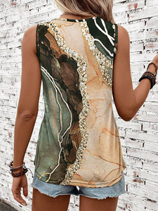 T-shirt d'été en polyester à coupe ample pour femmes <span class=keywords><strong>Gilet</strong></span> imprimé en gros personnalisé de haute qualité avec fleur à motif 3D de style vintage - Product Image 2