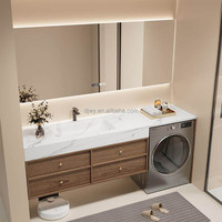 Nouvelle combinaison de meuble de salle de bain et de buanderie intégrés de style chinois avec lavabo thermoformé en pierre frittée et plan de travail en acrylique pur