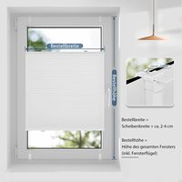 Store plissé en polyester avec supports à clipser sans perçage, protection solaire et écran d'intimité