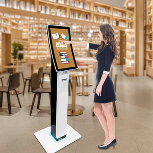 Kioscos de Pago con Pantalla Curva de 23.6'' con Escáner QR, Impresora, Soporte para POS, Kiosco de Autoservicio con Luz LED para Biblioteca/Tienda/Restaurante - Product Image 1