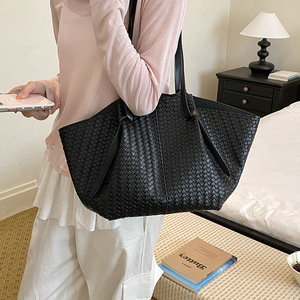 Bolso Tote de Gran Capacidad para Mujer, Tejido en Cuero PU, Bolso de Hombro, Bolso de Viaje Casual - Product Image 2