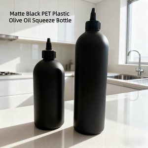 Botella <span class=keywords><strong>de</strong></span> <span class=keywords><strong>aceite</strong></span> <span class=keywords><strong>de</strong></span> <span class=keywords><strong>oliva</strong></span> <span class=keywords><strong>de</strong></span> PET HDPE <span class=keywords><strong>de</strong></span> grado alimenticio con tapa abatible y boquilla, negra mate, premium, redonda, verde oscuro, para <span class=keywords><strong>aceite</strong></span> <span class=keywords><strong>de</strong></span> <span class=keywords><strong>oliva</strong></span> y salsas. - Product Image 4