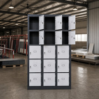 Casier en acier à 15 portes, armoire de rangement blanche avec portes à clé individuelle pour salle de sport, école, usine et bureau