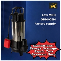 Pompe submersible pour eaux usées Kaislen V550E 0,75 CV 550 W en acier inoxydable, hauteur de refoulement 8 m, débit 250 L/min, sortie 2 pouces, drainage des eaux usées, CE