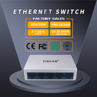 Conmutador Ethernet Gigabit TiNCAM de 5/8 Puertos 10/100/1000Mbps 1Gbps con Funciones VLAN - Conmutador de Red de Escritorio