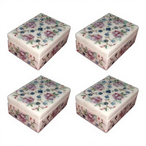 Boîte d'incrustation de marbre faite à la main de conception de collection faite à la main de qualité supérieure avec le matériel de nacre pour l'article d'emballage de cadeau de bijoux - Product Image 1