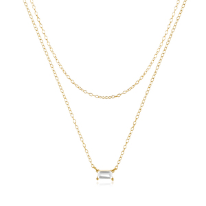 CANNER Nouvelle Tendance Collier Ras du Cou Double Chaîne pour Femme en Argent Sterling S925 Style Ins avec Pendentif Carré Empilé en Zircon Cubique - Product Image 1