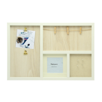 Boîte de rangement multifonctionnelle en bois Fengyuan avec clips, crochets et compartiments de présentation pour la décoration murale