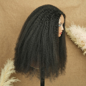 4B 4C Metade Peruca 100% Cutícula Alinhada Cabelo Humano Perruque Cordão Invisível Linha Fina <span class=keywords><strong>Afro</strong></span> Kinky Encaracolado 3 em 1 Metade Perucas - Product Image 4