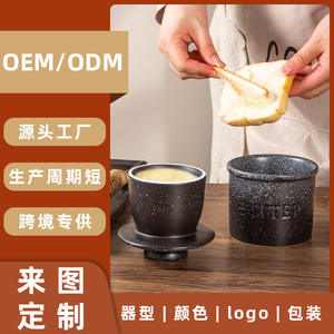 Tarro de mantequilla cilíndrico de gres Chaozhou con tapa y esmalte de sésamo, plato para mantequilla de cocina DF1154 - Product Image 2