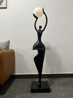 Lampadaire LED en fibre de verre, sculpture humanoïde Déesse Créative, design artistique pour hall d'hôtel, figurine décorative
