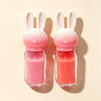 Porte-clés Lapin Mignon Brillant à Lèvres, Huile à Lèvres Hydratante Longue Durée Teintée aux Fruits, Maquillage Lèvres Portable en Forme de Pendentif