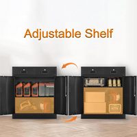 Armoire de rangement métallique verrouillable avec 2 tiroirs et étagère réglable, classeur pour la maison, le bureau ou l'entrepôt