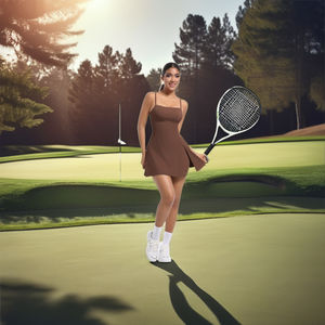 Fashion Tape Bottom Sport kleid Atmungsaktive Outdoor-Sport bekleidung mit Brust polster für Golf Yoga Tennis Suspended Back Design - Product Image 1