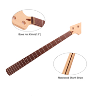 Manche de guitare basse jazz premium à 4 cordes, manche en érable, touche en palissandre, rayon de 9,5 pouces, 18 mm de profondeur, 20 frettes, finition satinée naturelle