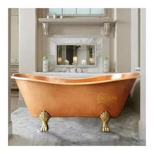 Hotel luxury handmade freestanding brass copper bathtub for sale