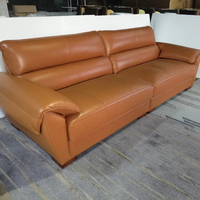 Ensemble de canapé d'angle en cuir véritable orange - Style européen moderne Canapé de salon pour appartement Hôtel et centre commercial