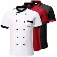 Veste de chef croisée à bordure contrastante en tissu doux avec logo brodé, uniforme pour la restauration hôtelière occidentale et les cuisiniers