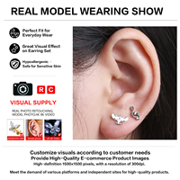 Piercing d'oreille en titane ASTM F136, forme d'aigle, sans filetage, plaqué or 18 carats, qualité implant, pour hélix, tragus, labret