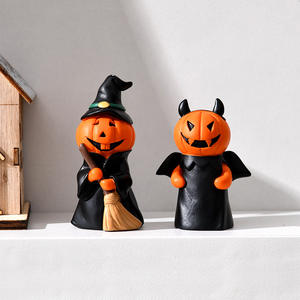 2025 nouveau Halloween sorcière diable Gentleman citrouille résine Figurines bureau décor ensemble 3 Pack pour la fête de famille - Product Image 3