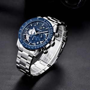 Montre de sport BENYAR 5120 pour homme, marque haut de gamme, noire, chronographe, acier inoxydable, étanche. - Product Image 3