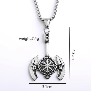 Collar Unisex de Acero Inoxidable Vintage con Colgante de Doble Cara con Símbolo Vikingo de Hacha y Diseño de Copo de Nieve, Joyería de Regalo - Product Image 5