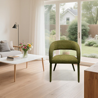 Chaise d'Appoint en Tissu Vert Forêt Chaise de Salle à Manger Rembourrée Bouclé avec Accoudoirs