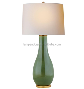 Beige Ceramic Vase Table <b>Lamp</b> with a White Linen Shade and 3-way <b>Switch</b> at Socket - Product Image 6