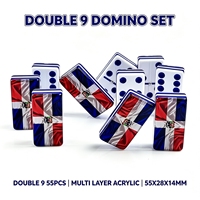 Jeu de dominos en acrylique personnalisé avec drapeau de la République dominicaine, double 9, 55 pièces, multicouche, 55x28x14mm, jeu de société familial en vrac