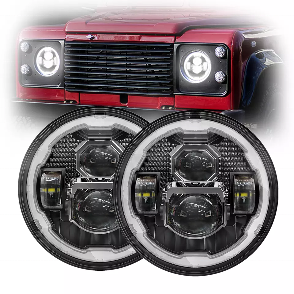 7 אינץ led פנסי לנד רובר defender 110 אורות halo מקרן לנד רובר defender אביזרי עבור Defender 90 110