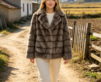 Manteau long d'hiver Zeyu pour femme en fausse fourrure de vison épaisse, col rabattable, tissé, écologique, coupe-vent, ODM/OEM