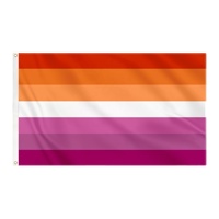 Drapeau lesbien OEM, bannière coucher de soleil 3x5ft, impression numérique personnalisée sur polyester, vente en gros d'usine, événements nationaux personnalisés
