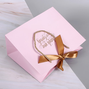 Bolsa de Papel Recubierto con Estampado en Color y Logotipo Personalizado, Embalaje de Recuerdo de Boda, Bolsas de Regalo para Dulces de Boda - Product Image 3