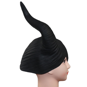 หน้ากากคอสเพลย์แม่มดมาเลฟิเซนต์พร้อมเขาและหมวก  แบบเต็มหน้า สำหรับงานคริสต์มาส ฮาโลวีน ปาร์ตี้  ราชินีดำ ทำจากยางลาเท็กซ์ - Product Image 3