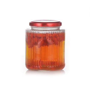 Широкий рот 150 мл, 250 мл, 380 мл, 500 мл, прозрачная Вертикальная полосатая банка для меда, рыбный клей, стеклянная бутылка для варенья с этикеткой - Product Image 5