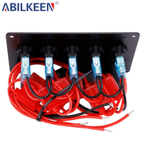 Prise 12V avec voltmètre, panneau de commutation à boutons universel 5 gang, panneau de commutation à bascule étanche pour bateau, USB micro, RV