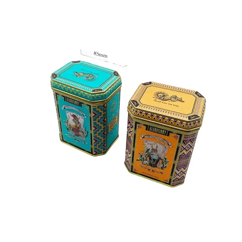 Tea tin can metal custom wholesale black tea green tea square tin can packaging can