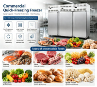 Congélateur rapide pour cuisine commerciale, congélateur à air pulsé, trois portes, acier inoxydable, grande capacité de stockage 1800L