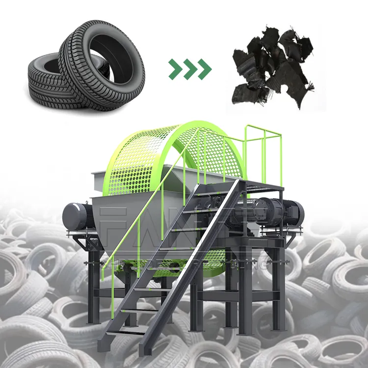 Chất thải lốp cắt tái chế Shredder máy lốp đôi trục Shredder máy