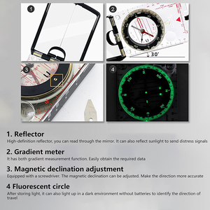 Brújula Profesional DC45-6F Tipo Flip, Instrumento de Nivelación, Indicador de Pendiente, Luminosa, para Exteriores, Geología, Senderismo, <span class=keywords><strong>Kit</strong></span> de Supervivencia - Product Image 2