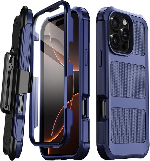 Factory Supply Mobile Phone Heavy Duty Rugged Case Holster Kickstand Defender Armor Cover for Iphone 16 Pro Max with Belt Clip