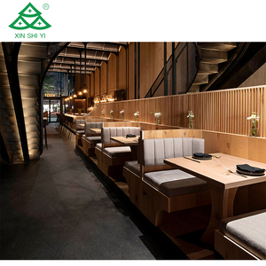 Mejor precio Hotel comercial Sillas de comedor modernas Cuero Acero Restaurante Bar Café Panel sólido Banco Sofá Cabina Banco - Product Image 2