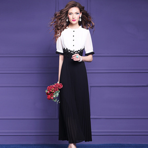 FMY58085 Vestido <span class=keywords><strong>de</strong></span> Verano para Mujer con Diseño <span class=keywords><strong>de</strong></span> Bordado a la Moda, <span class=keywords><strong>Falda</strong></span> Plisada en Línea A que Estiliza la Figura <span class=keywords><strong>y</strong></span> <span class=keywords><strong>Blusa</strong></span> en Contraste <span class=keywords><strong>de</strong></span> Color - Product Image 2