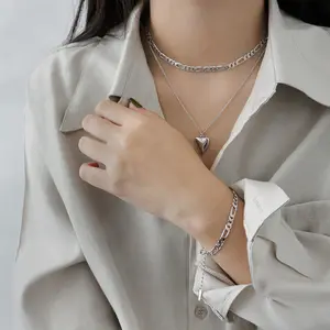 سوار سلسلة بسيط من الفضة الإسترليني S925 تصميم فاخر جديد عصري مجوهرات راقية هدية للنساء
